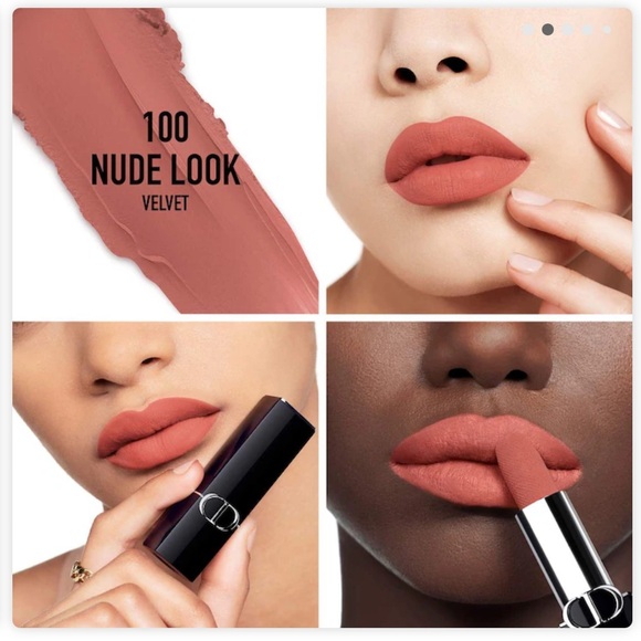 Dior Rouge Lipstick Color 100 Nude Look Velvet • Travel Size - Picture 2 of 9